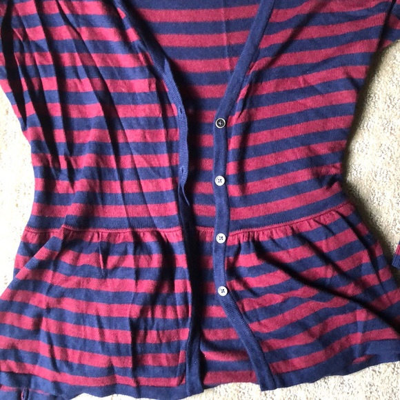 Red and blue stripe flared cardigan - large - Picture 2 of 2
